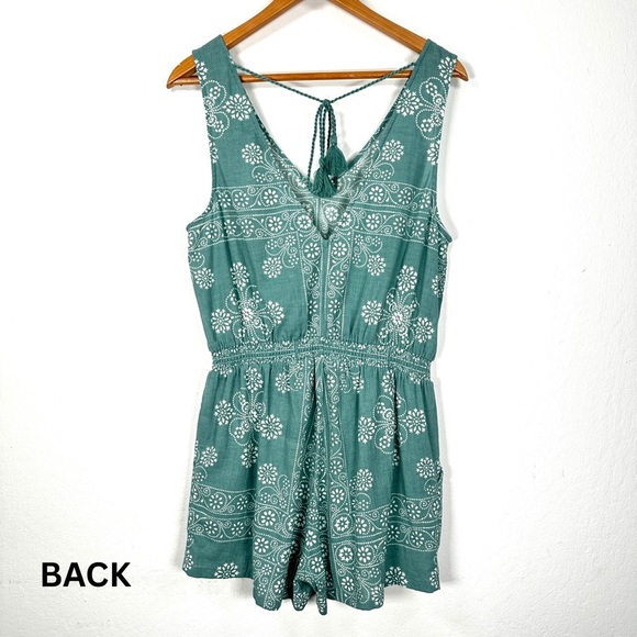 Madewell Beach Womens Medium Teal Floral V Neck Lightweight Breezy Romper NWT - Picture 3 of 15